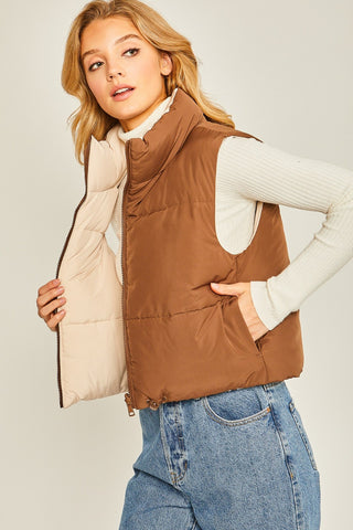 Layken Zip Up Cropped Contrast Reversible Vest