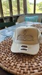 Beige Boot Stitch Trucker Hat