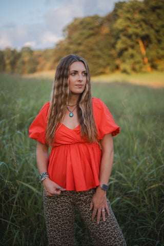 Tilly Tomato Peplum Top