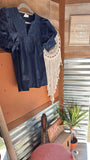Audrey Navy Puff Sleeve Top