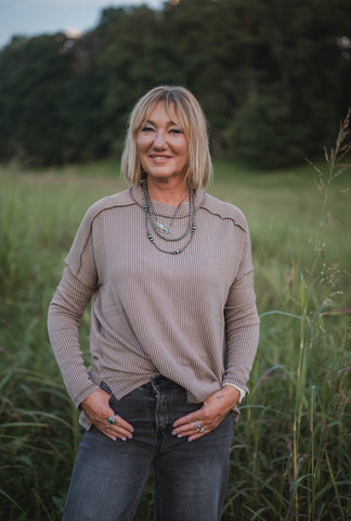 Maven Mocha Corded Top