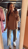Camel Ribbed Long Sleeve Top