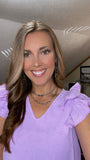 Erin Lavender Ruffled Sleeve Top