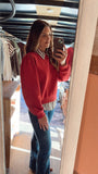 Quincy Red Puff Sleeve Crewneck
