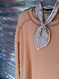 Camel Ribbed Long Sleeve Top