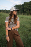 Chocolate Brown Stripes Top