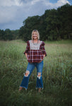 Birdie Burgundy Flannel Top