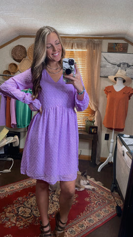 Lucy Lavender Swiss Dot Dress