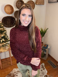 Lyra Burgundy Chenille Turtleneck Sweater