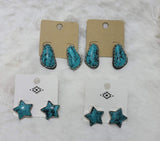 Faux Turquoise Star Earrings
