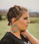 Faux Green Turquoise Hoop & Navajo Saucer Earring