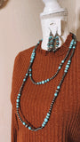 Klein Faux Navajo Pearl & Turquoise Hoop Earrings