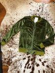 Jolene Green Velvet Bomber Jacket