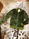 Jolene Green Velvet Bomber Jacket