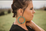 Faux Green Turquoise Hoop & Navajo Saucer Earring