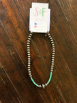 Faux Navajo Pearl & Green Turquoise Necklace