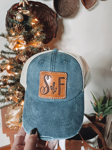 S&F Leather Patch Distressed Hat