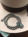 Brianne Faux Navajo Pearl & Turquoise Stone Bracelet