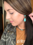 Faux Turquoise Tear Drop Post Earrings