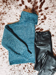 Twyla Teal Chenille Sweater